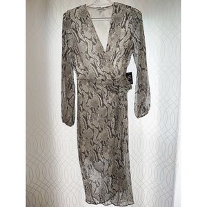 Express black and white sheer midi knot dress